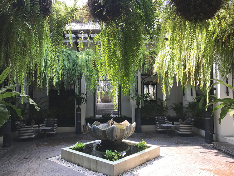 A quiet courtyard in a privately owned boutique hotel, Bangkok.